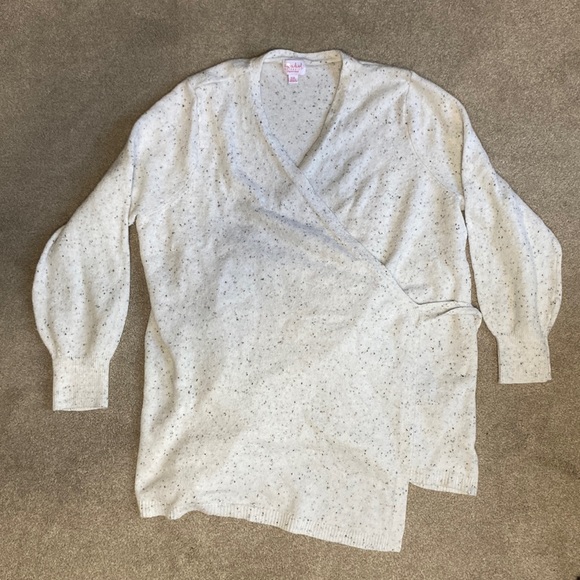 Isabel Maternity Cream Speckled Wrap Sweater - Picture 2 of 4